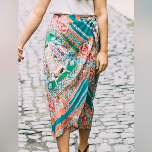 Maeve by Anthropologie Bette Silk Wrap Skirt